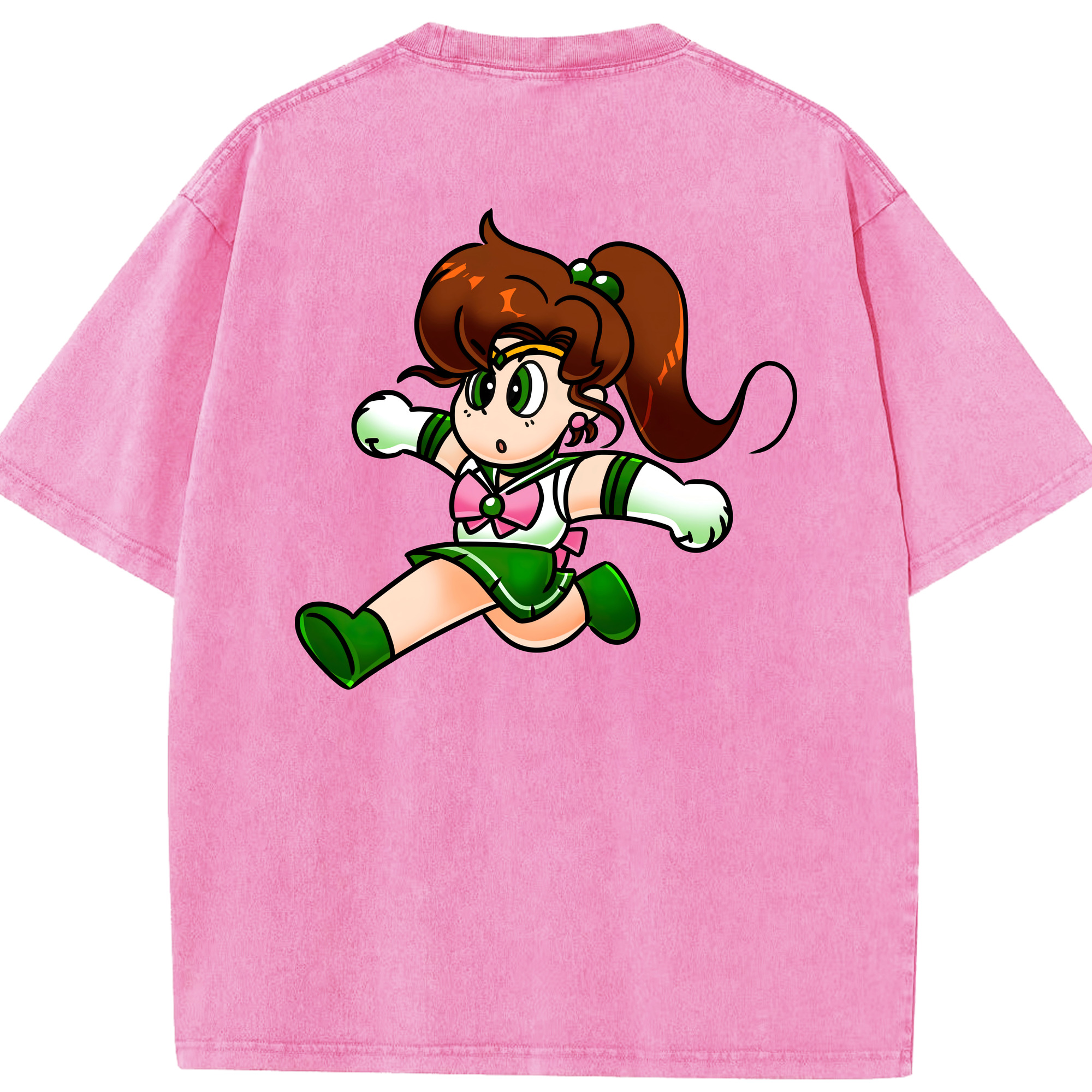（画像用） 美少女戦士セーラームーン 木野 まこと きの まこと Sailor Moon Kino Makoto （セーラージュピター；Sailor Jupiter） 綿100% ヴィンテージ風 半袖Tシャツ（背面プリント）